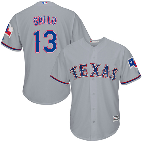 Rangers #13 Joey Gallo Grey Cool Base Stitched Youth MLB Jersey